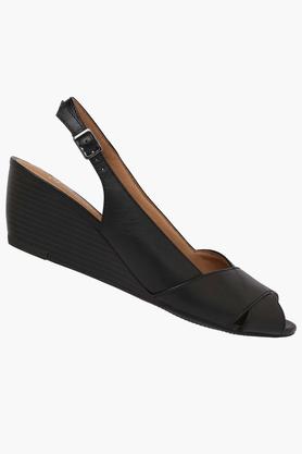 Black wedge shoes online with strap