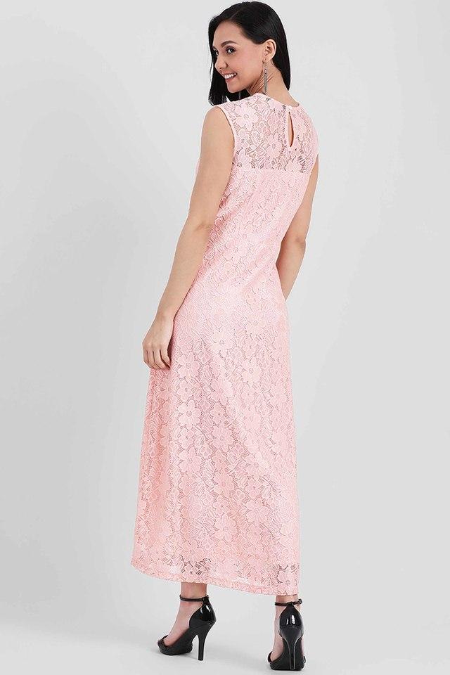 Pink structured outlet maxi dress