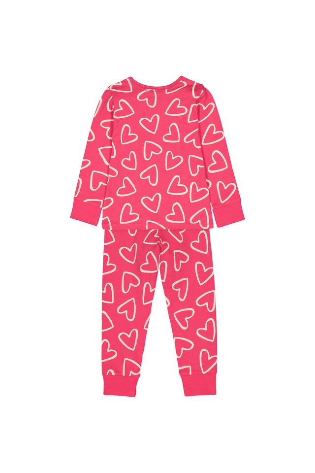 Girls Red Heart Love And Kisses Pyjamas