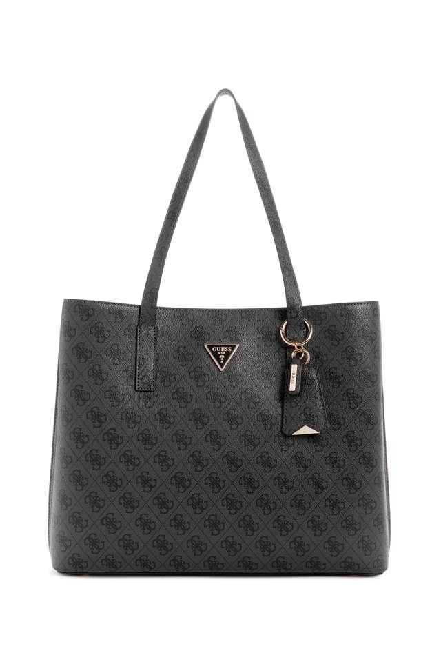 Buy GUESS Coal Zipper PU Women s Casual Wear Tote Bag Shoppers Stop