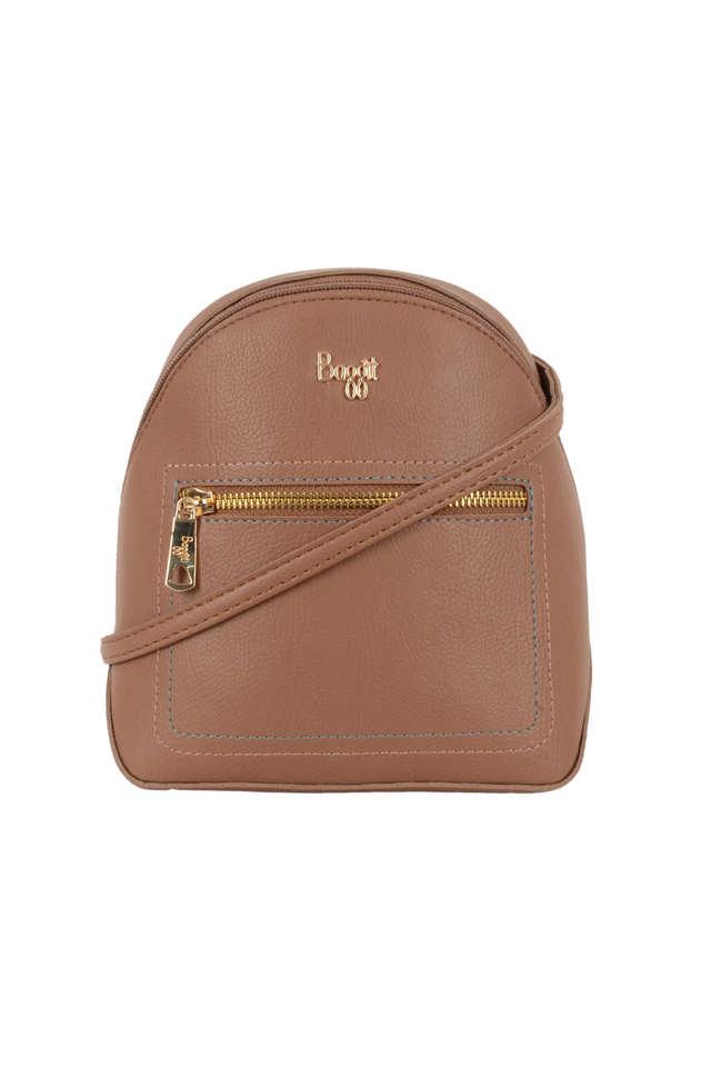 Buy BAGGIT Brown PVC Zipper Closure Women s Backpack Shoppers Stop