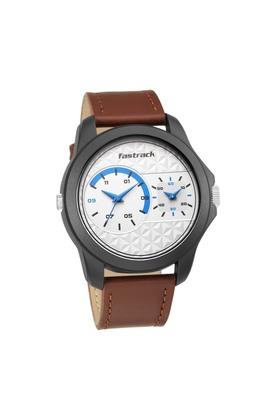 Buy FASTRACK Mens 40 49 mm Dual timer White Dial Leather Analog