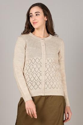 Textured Round Neck Acrylic Women's Sweater