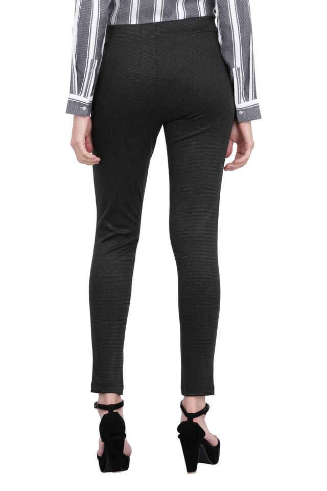 Buy BLACK PRINTED-WAIST WIDE TROUSER for Women Online in India