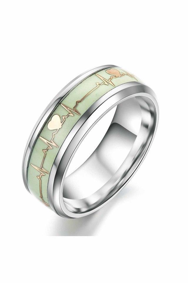 Buy YELLOW CHIMES undefined Luminous ECG Heartbeat Titanium Glow in The Dark Ring Shoppers Stop