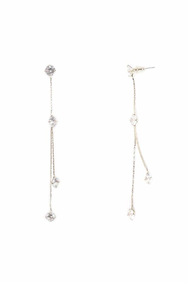 Long silver diamante on sale earrings