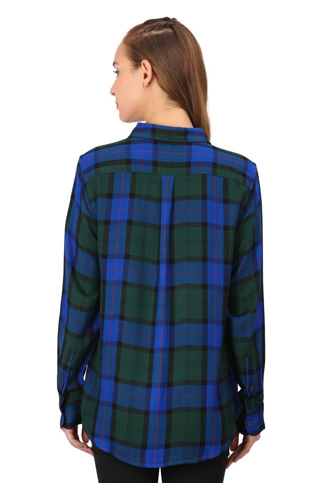 Blue green outlet check shirt womens