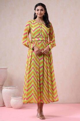 Buy JUNIPER Printed Georgette Round Neck Women s Flared Dress