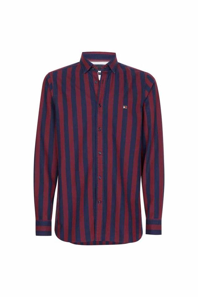 Buy TOMMY HILFIGER Red Mens Regular Fit Stripes Shirt Shoppers Stop