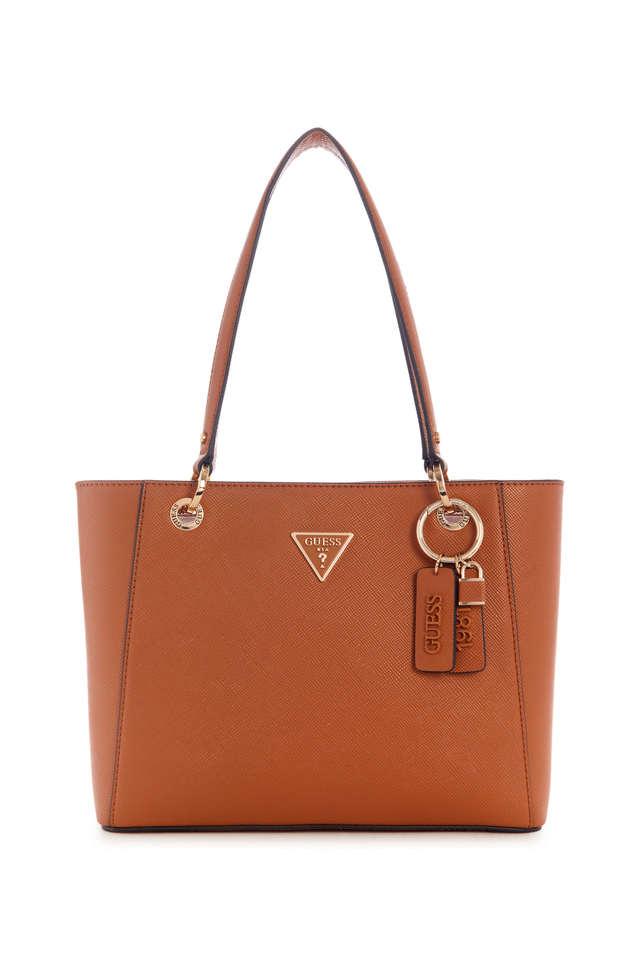 Buy GUESS Cognac Noelle Small Noel PU Zipper Closure Women s Casual Tote Bag Shoppers Stop