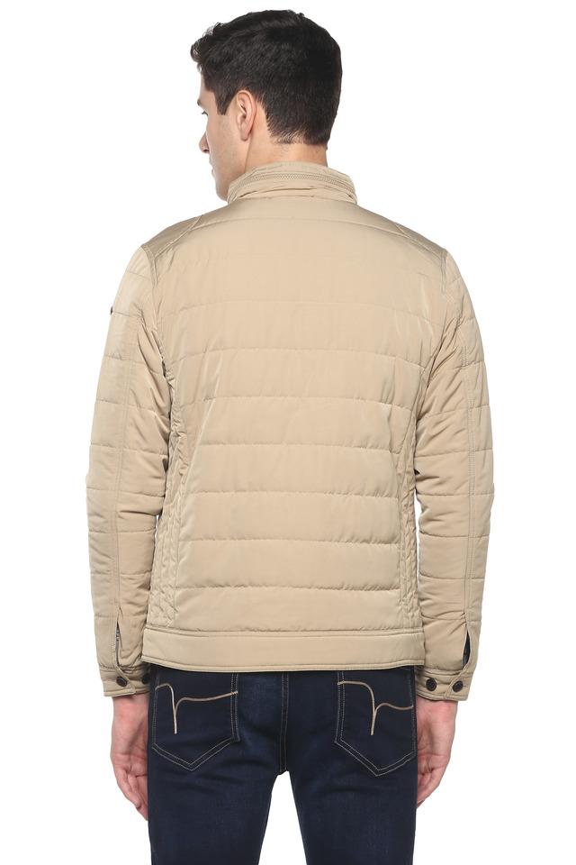 Buy Arrow Sports Men Khaki Stand Collar Striped Jacket - NNNOW.com