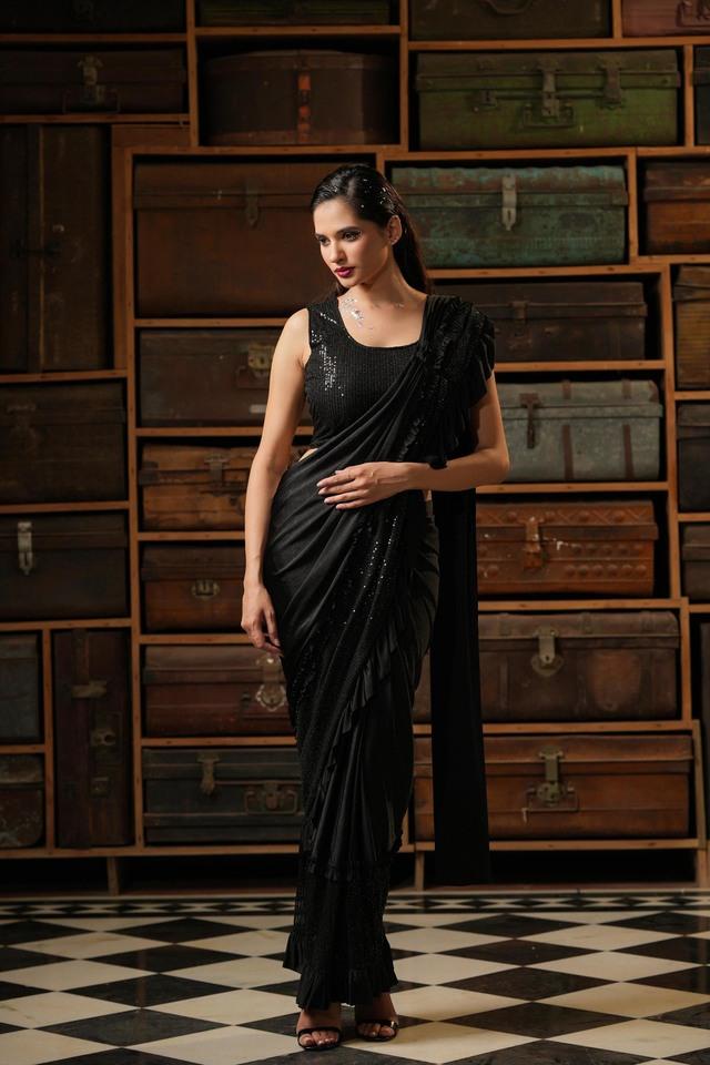 Lycra Microfiber Blend Ladies Black Color Saree Shapers at Rs 149