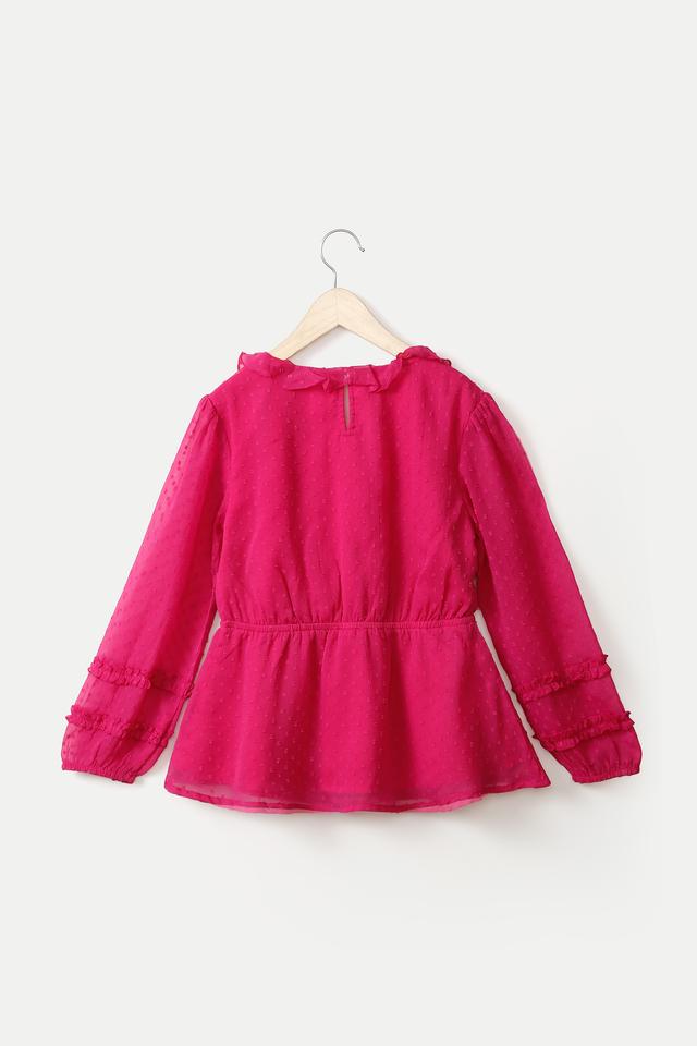 Buy LIFE Fuschia Dobby Polyester V Neck Girls Tops Shoppers Stop