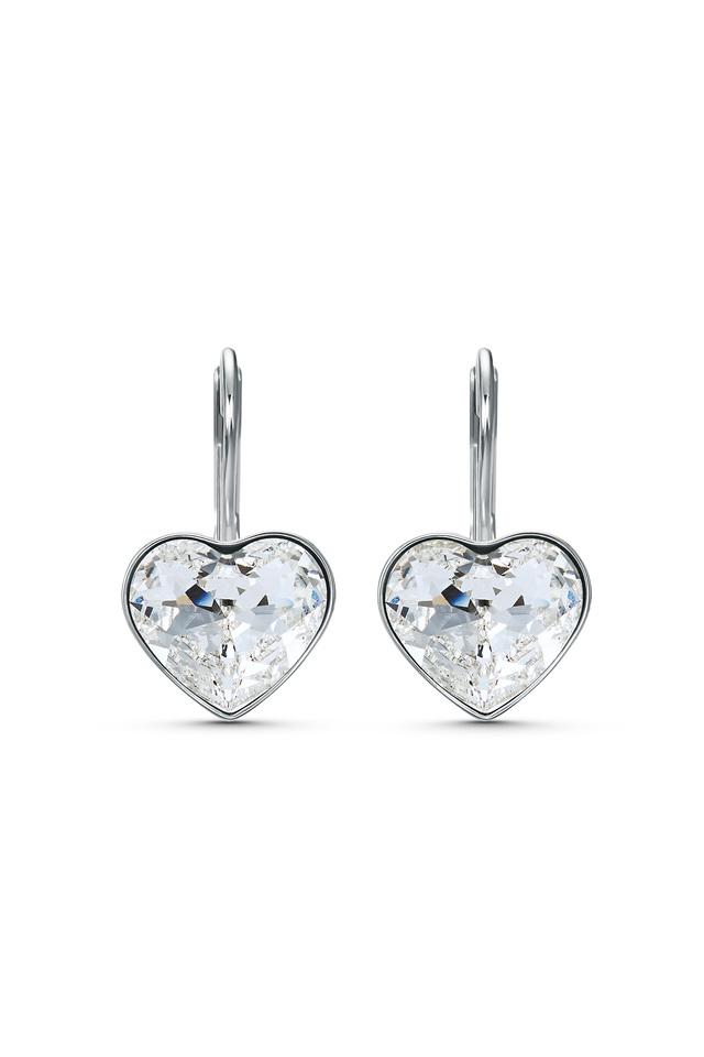 Silver Pink Crystal Heart Stud Earrings in Pink | Prouds