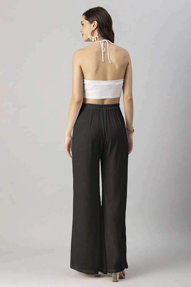 Buy LAASA Sports High-Waisted Palazzo Loose Fit Wide Leg Palazzo