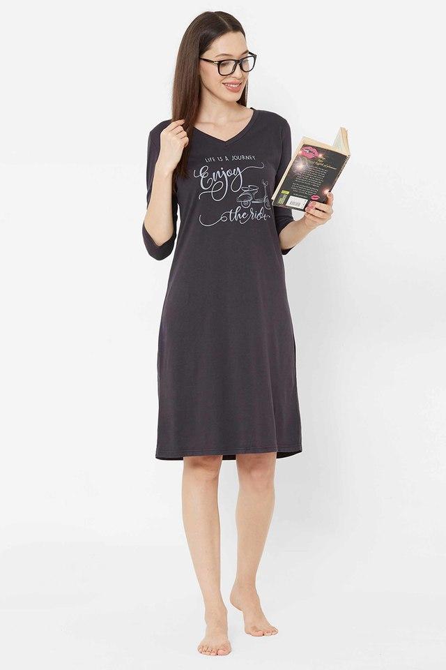Buy MYSTERE PARIS Grey Night Wear Womens Night Dress Shoppers Stop