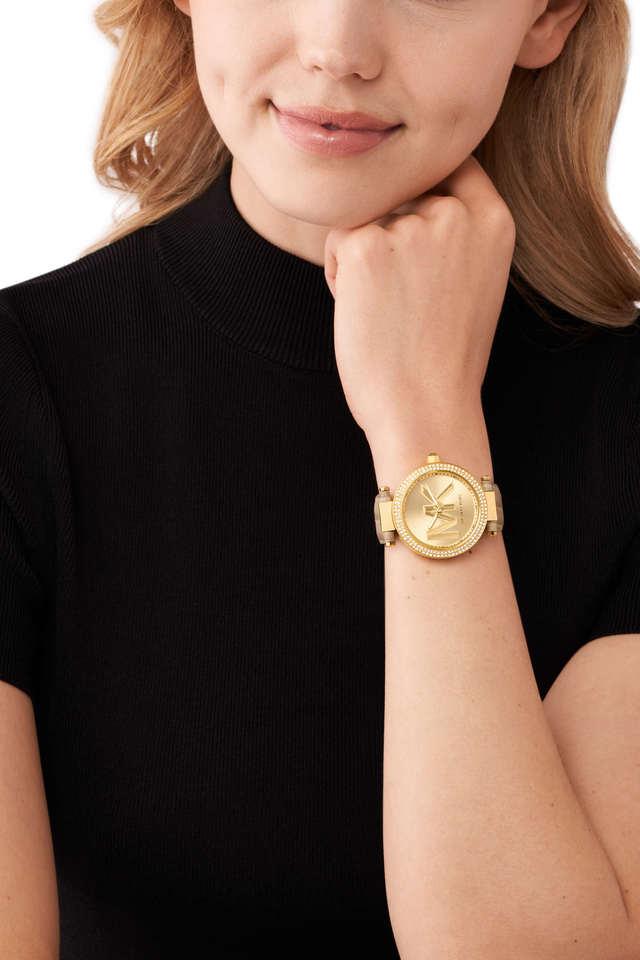 Buy MICHAEL KORS Parker 39 mm Gold Dial Leather Analog Watch For Women MK4725 Shoppers Stop
