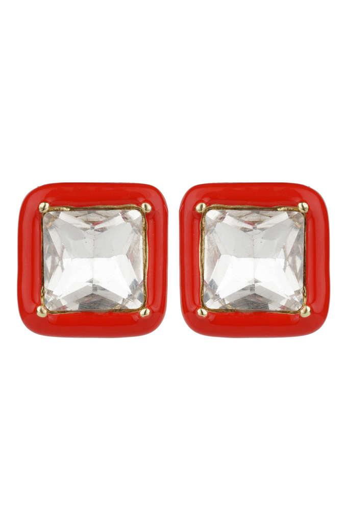 Red on sale square earrings