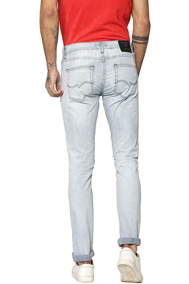 Mens Slim Fit Striped Jeans