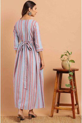 Buy JANASYA Blue Cotton Blend Women's Western Dresses