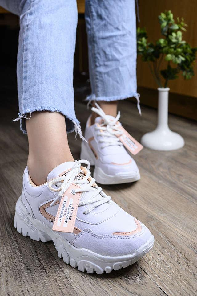 Buy SHOETOPIA Peach Synthetic Lace Up Girls Sneakers Shoppers Stop