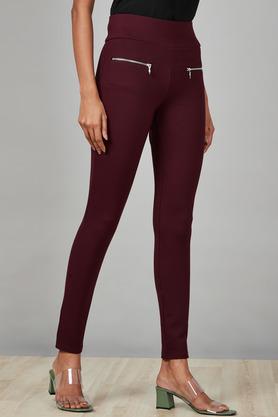 Buy STOP Womens Skinny Fit Solid Formal Treggings