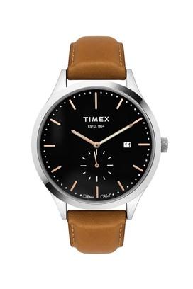 Buy TIMEX Mens Black Dial Leather Multi-Function Watch - TWEG16610