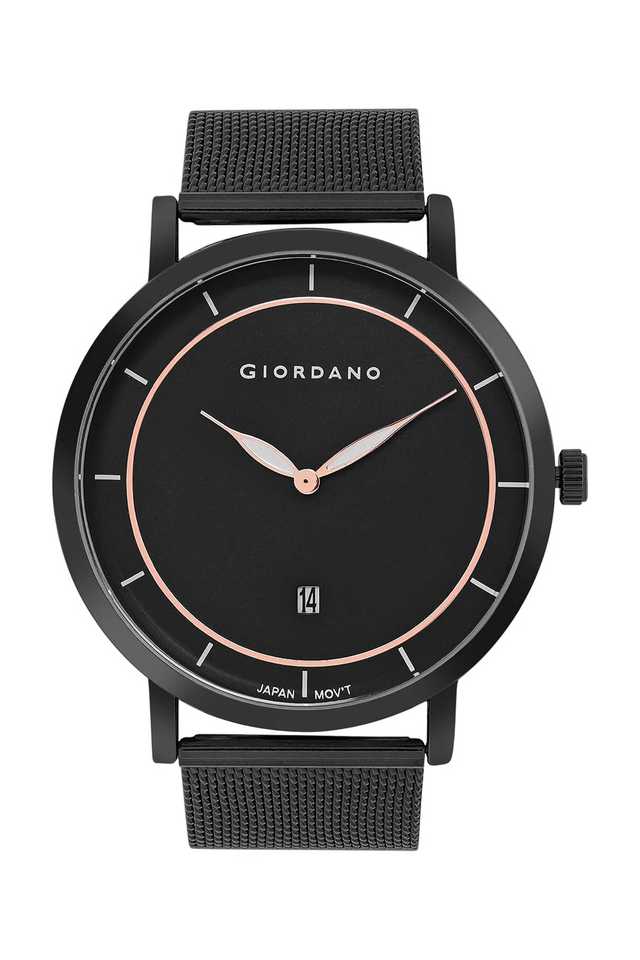 Buy GIORDANO 44 mm Black Dial Mesh Metal Analog Watch For Men s GZ 50054 33 Shoppers Stop