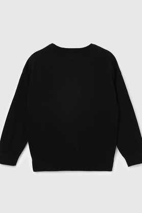 Cotton Long Sleeve Round Neck Ladies Sweater for Women - Black And