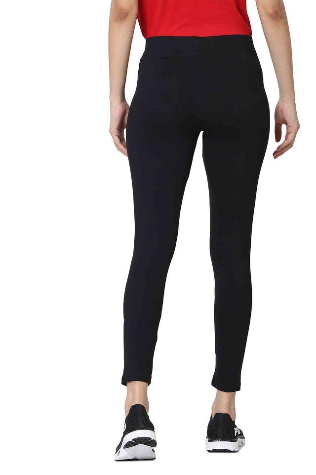 Women's Black Cotton Activewear Leggings - FILA