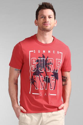 red and white graphic tee mens