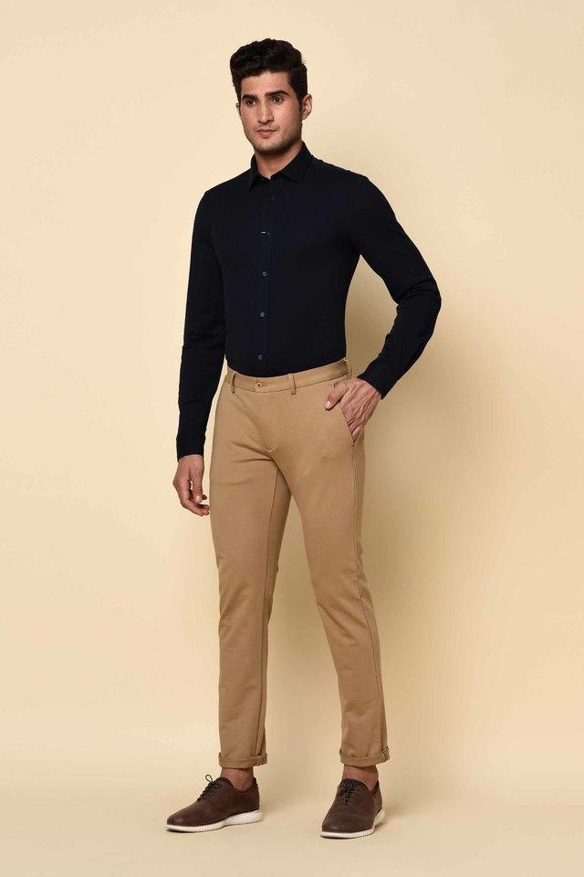 Navy Blue Solid Men Formal Trouser