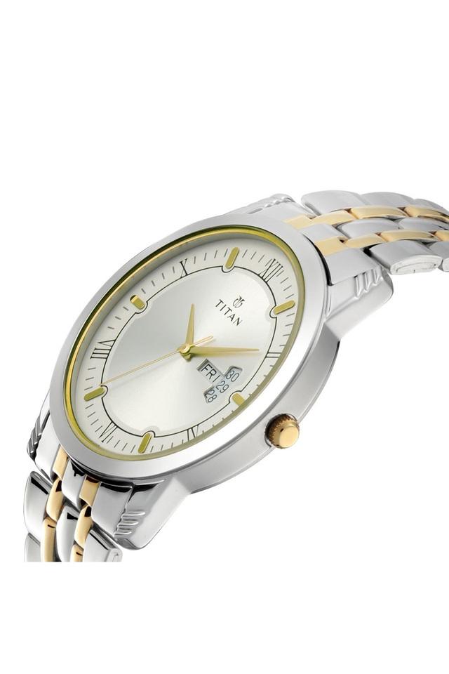 Titan silver dial analog watch discount with date function for men