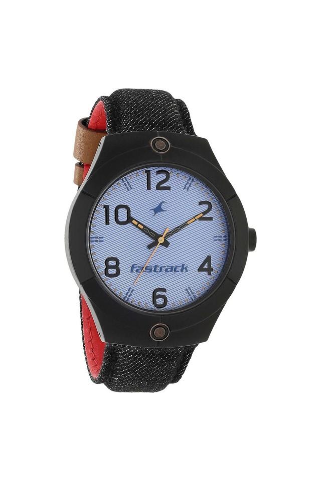 Fastrack Black Dial Blue Denim Strap Watch