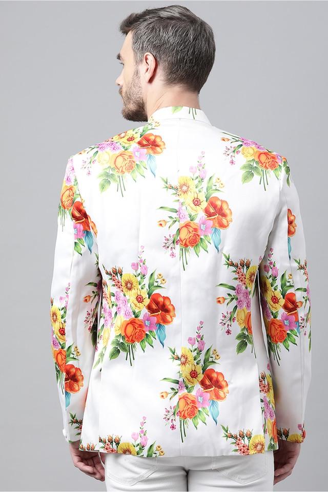 Buy HANGUP Printed Polyester Viscose Regular Fit Mens Blazer