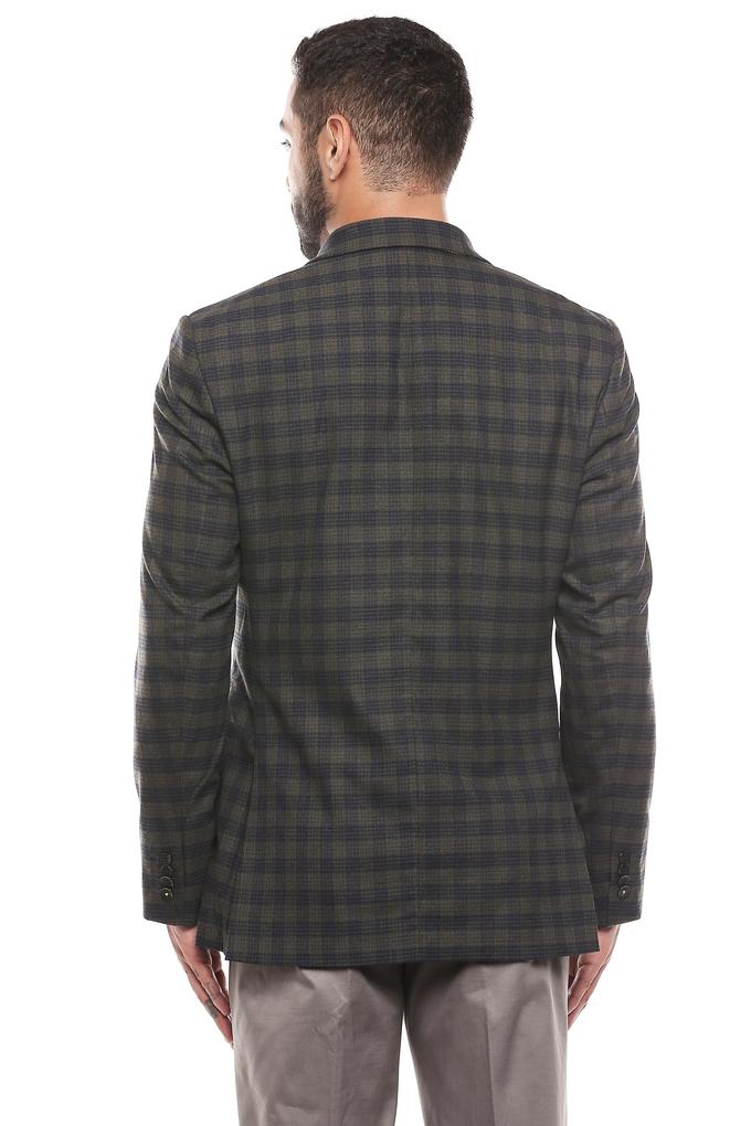 Green discount checks blazer