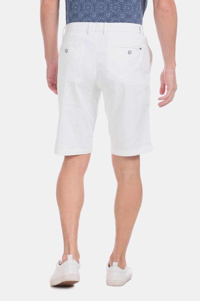 Buy U.S. POLO ASSN. Mens White Solid Cotton Stretch Shorts