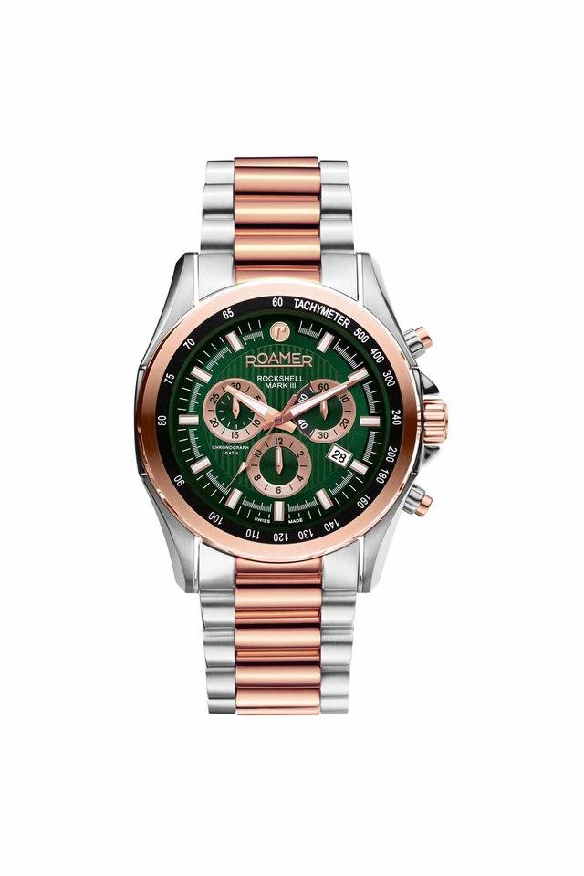 Buy ROAMER Mens 44 mm Rockshell Mark III Chrono Green Dial