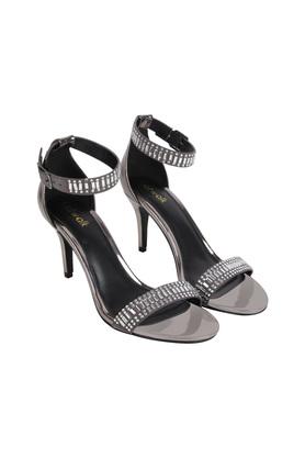 Gunmetal strappy online heels