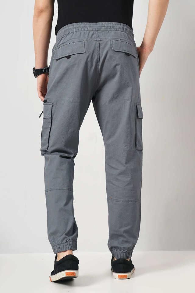 Celio Men Grey Solid Regular Fit Cotton Joggers Trousers