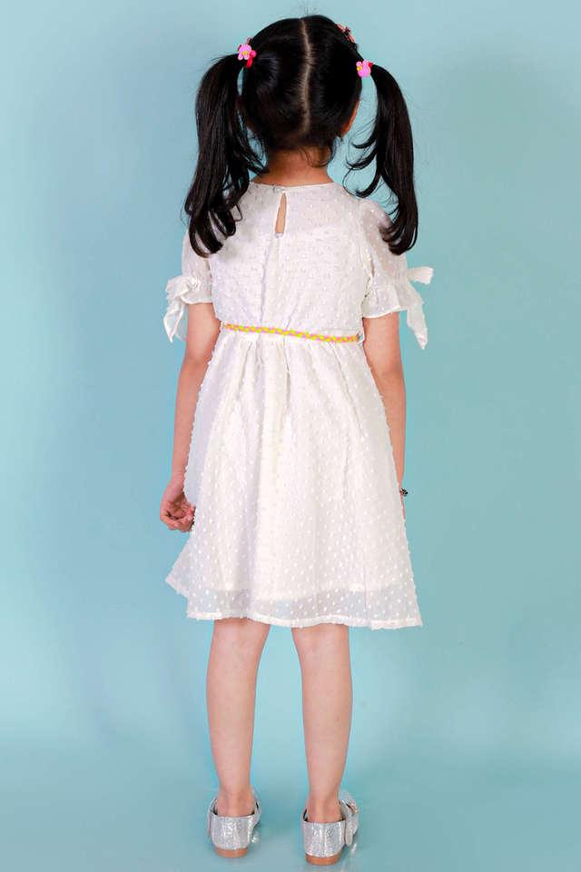 Buy LIL DRAMA White Printed Polyester Round Neck Girls Casual