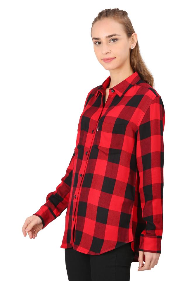 Buy LEVIS Red Womens Collared Check Shirt Shoppers Stop