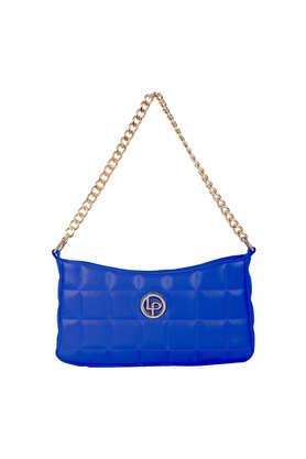 Buy LINO PERROS Blue Zipper Faux Leather Women's Casual Wear Shoulder Bag