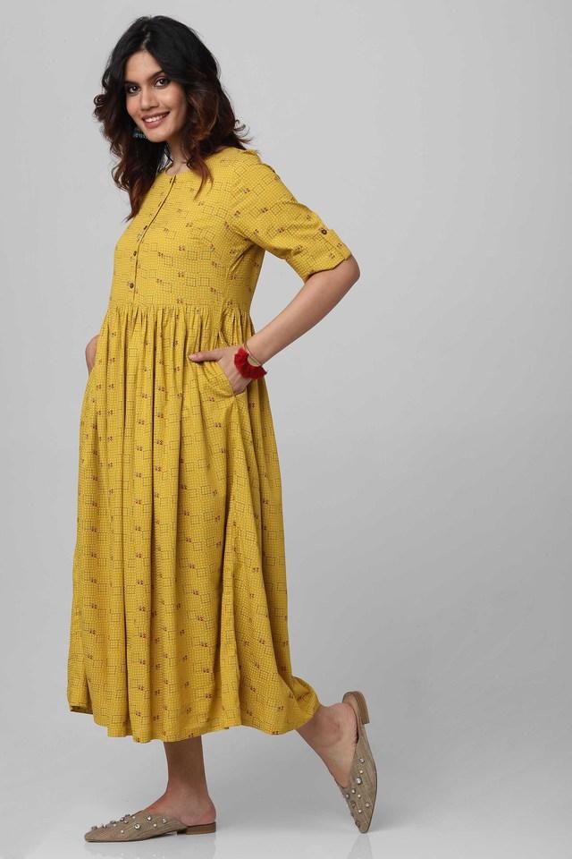 Kiana Women Ethnic Dress Yellow Dress - Buy Kiana Women Ethnic Dress Yellow  Dress Online at Best Prices in India