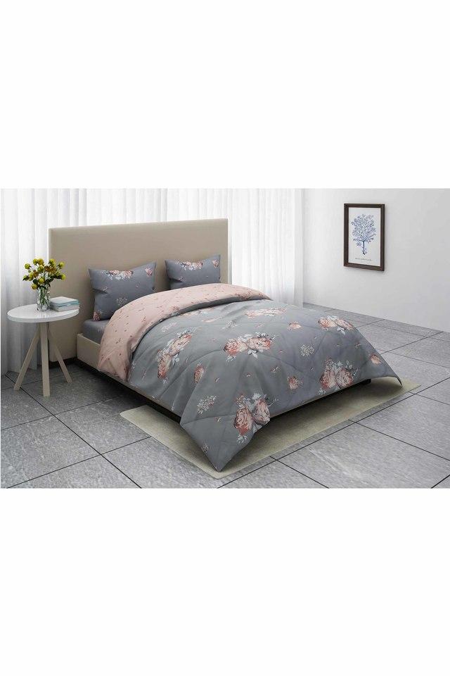 Buy FERN Pink Floral Bedding Set Of 4 Shoppers Stop