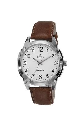 Buy Online Titan Quartz Analog Silver Dial Leather Strap Watch for Men -  nn1639sl03