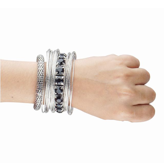 Silver bangles deals with black beads