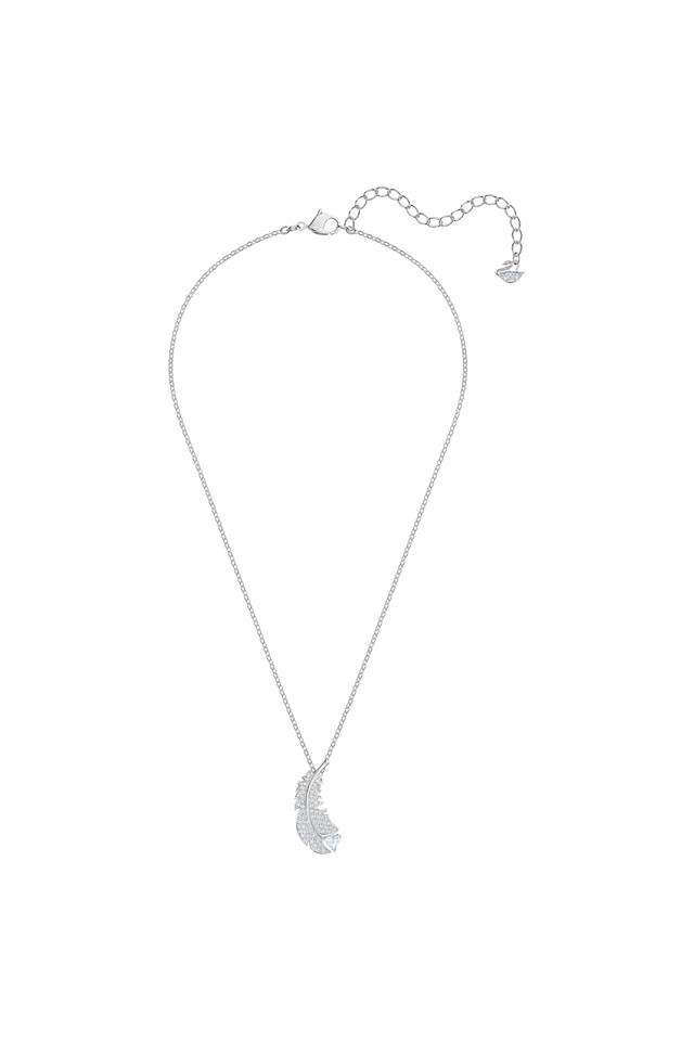 Swarovski Nice Rose-Gold Feather and Pearl Necklace Argento.com