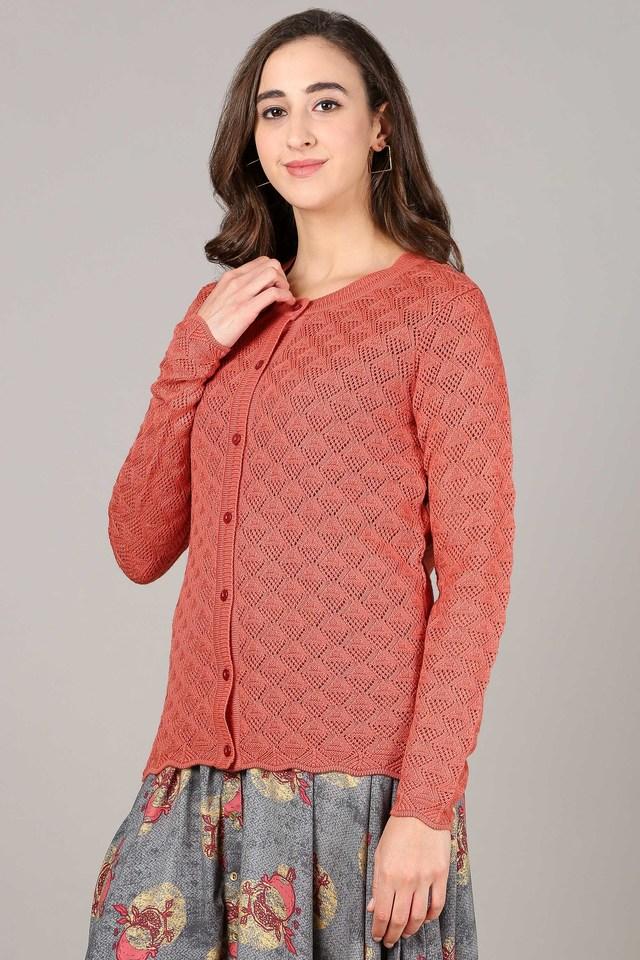 Textured Round Neck Acrylic Women's Sweater