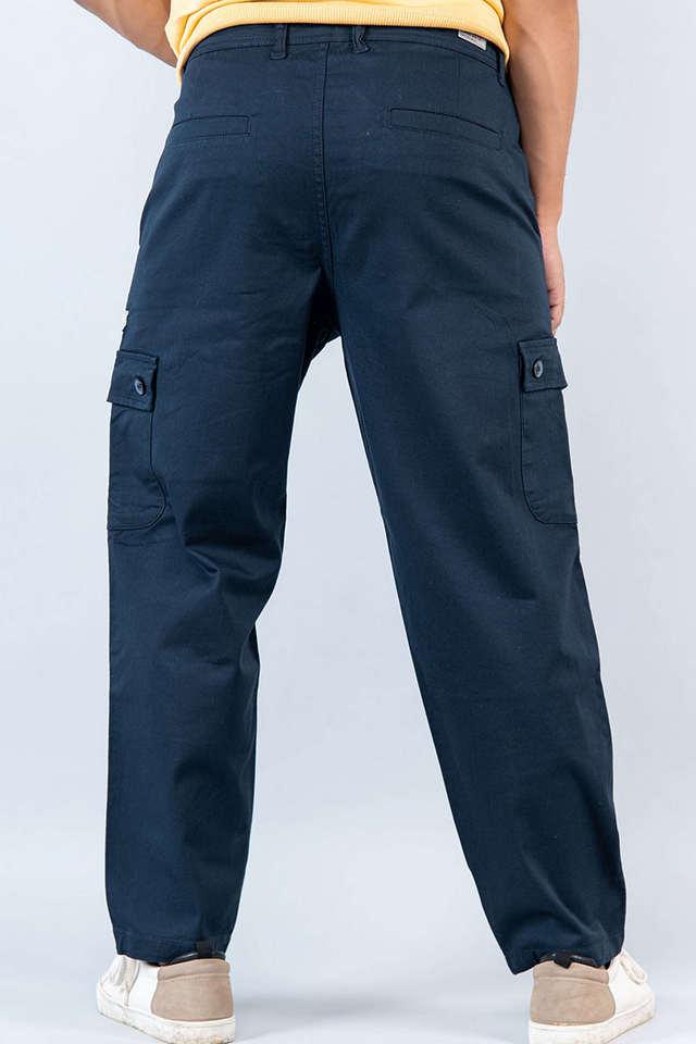 NAVY ELASTICATED CARGO PANTS – Gritstones